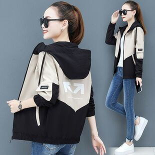 有里布 风衣薄款 女士外套女连帽春秋季 棒球服休闲大码 夹克 韩版