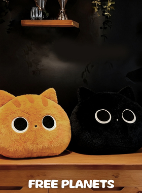 猫咪睡觉抱枕小橘猫公仔毛绒玩具黑猫玩偶女床头沙发靠垫腰靠礼物