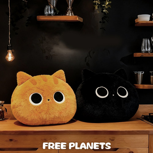 猫咪睡觉抱枕小橘猫公仔毛绒玩具黑猫玩偶女床头沙发靠垫腰靠礼物