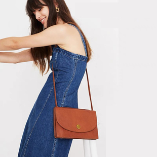 美国Madewell 单肩斜跨包手提包头层牛皮风琴包信封包女包小方包