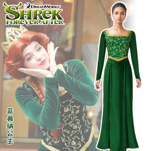 怪物史瑞克cos服 Shrek菲奥娜公主连衣裙成人儿童动画电影cosplay