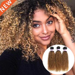 Brazilian Kinky Curly Human Hair Bundles 1B 27 Ombre Brown C