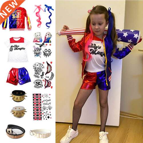 Carnival Harley Kids Girls Cosplay Costumes Quinn Monster Ja
