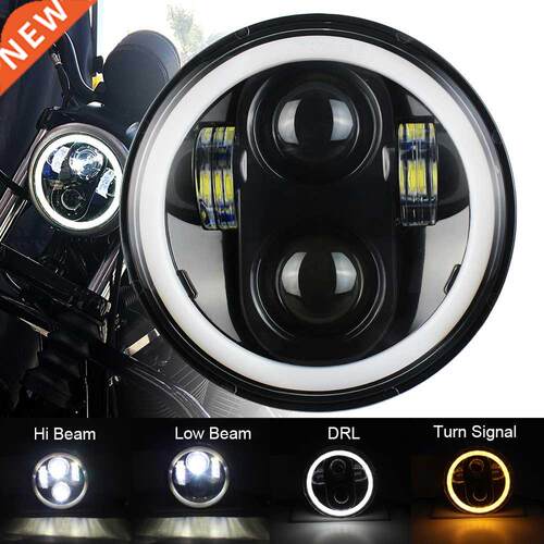 5.75 inch Black LED Headlight Projector Halo Ring High Low B