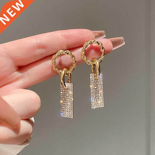 New ndy Luxury Square Crystal Drop Earrings for Women Brilli