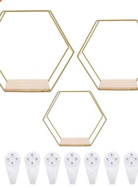 3pcs Modern Hexagon Wall Shelves Wall Hanging Racks Home