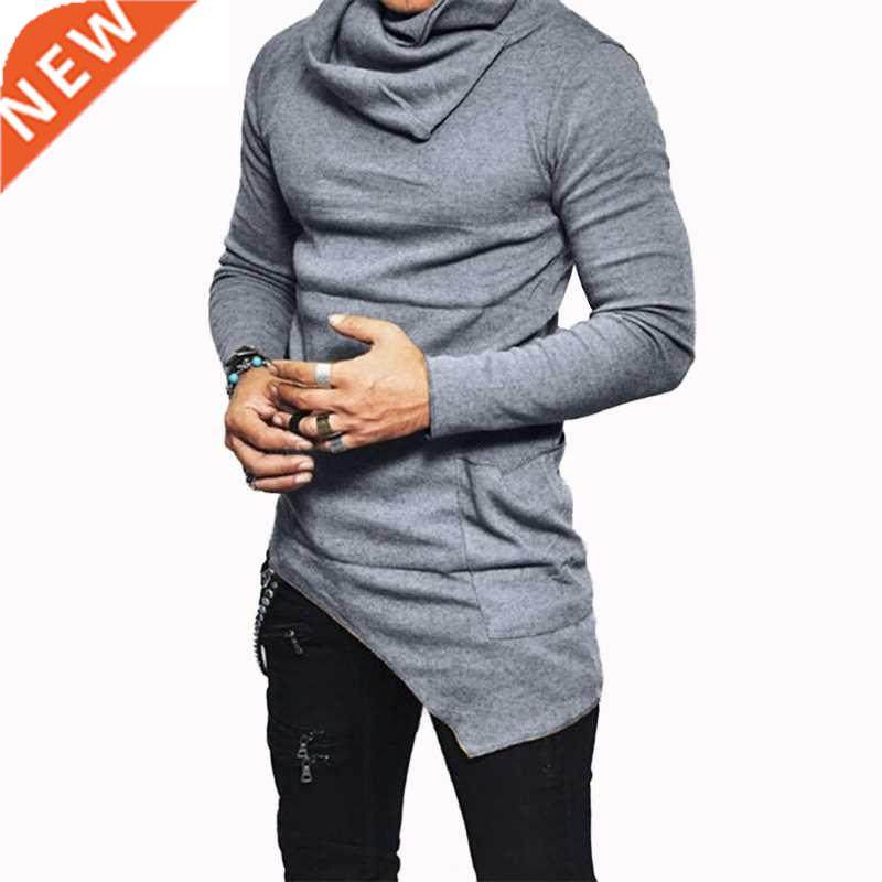 Plus Size 5XL Men's Hoodies Unbalance Hem Pocket Long Sleeve