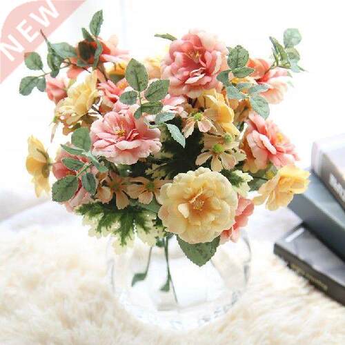 1 Bouquet High Quality Artificial Flower Tea Rose Hold Beam