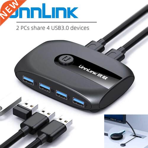 USB 3.0 KVM Switch Selector 2 Port PCs Share 4 USB Devices H