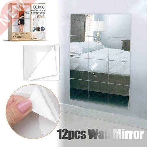 12pcs/Set Mirror Stickers Wall Sticker Mirror Mural 3D