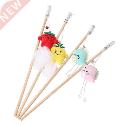 Cat Toy Wood Wand Pepper Pineapple Dinosaur And Feather Cat