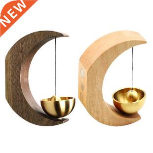 Door Opening Reminder Bell Wind Chime Moon Wood Suction for