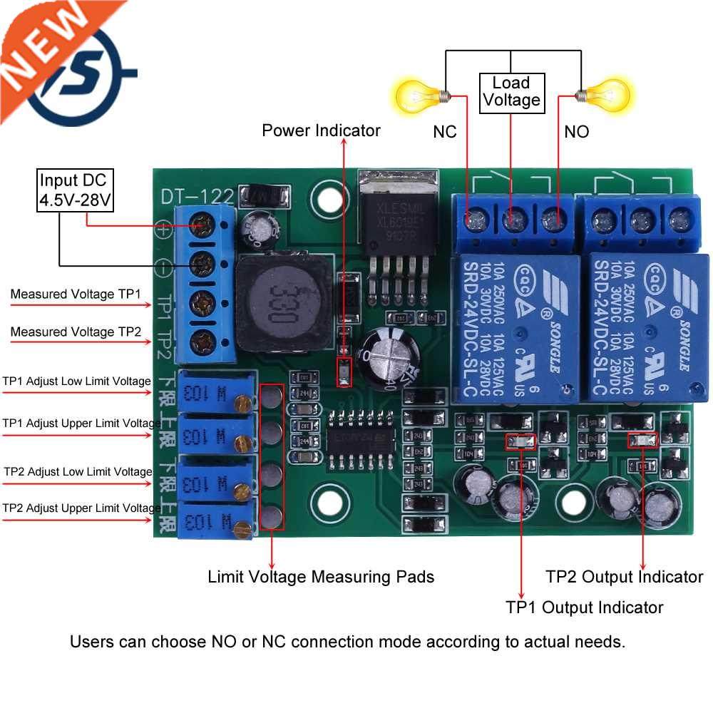DC 5V 12V 24V 2-CH Voltage Comparator Module 2Bit Voltage Si