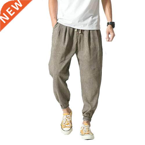 Summer Cotton Linen Harem Men Pants Chinese Style Joggers Me