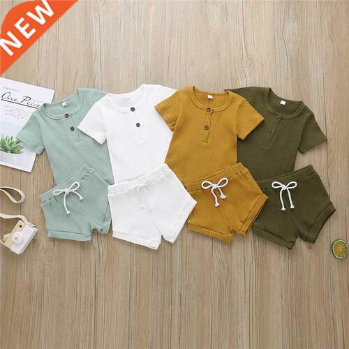 Cotton Casual Summer Newborn Baby Boys Girls Outfits Suit Ri