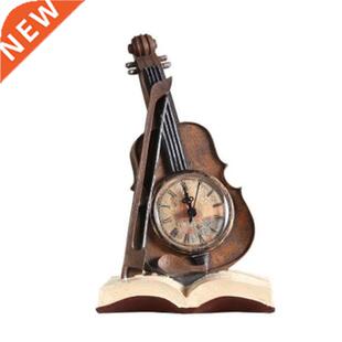 Vintage Resin Violin Model Clock Retro Sculpture Craft Art D