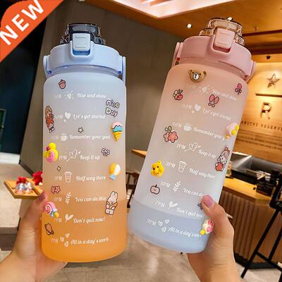 2L Water Bottle With Bounce Lid Straw Cup Large-capacity