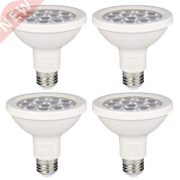 ICOCO 4PCS PAR30 12LED 12W Dimmable Short Neck 1000LM 3000K