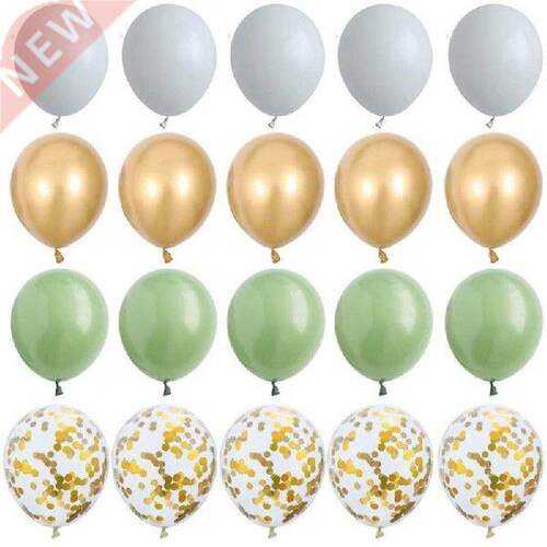 Balloon Kit Retro Green White Gold Balls Birthday Wedding