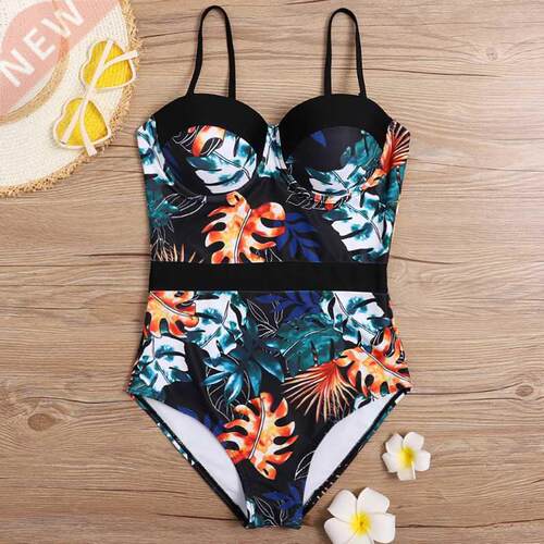 Print Female One Piece Swimsuit Closed Swimwear For The Pool