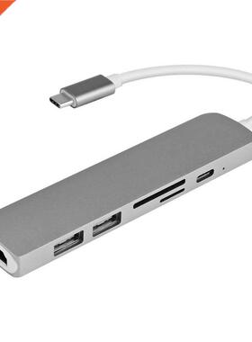 6-in-1 USB C Hub HDMI Adapter 4K Video with Type-C Power Del