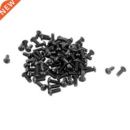 M3 x 8mm 10.9 Alloy Hex Socket Button Head Screws Black 100
