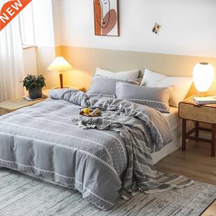 Grey Geometric Print Bed Cover Set Kid Boy Girl Duvet Cover