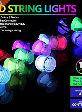 LED String Lights 12 Colors RGB Bulbs 100-240V 14W IP65
