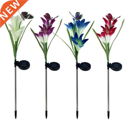 Outdoor LED Solar Light RGB Color Lily Garden Flower