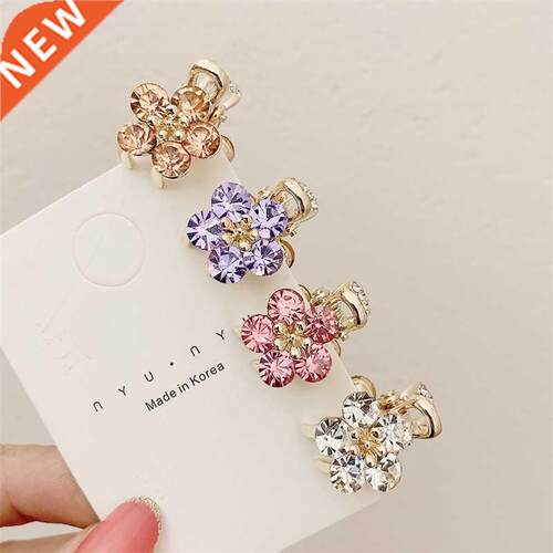 Small Bangs Catch Clip 2021 New Crystal Flower Side Hairpin