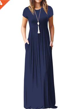 2021 Elegant Long Summer Dress Women Short Sleeve Maxi Dress