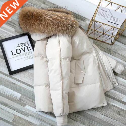 2021 New Winter Women Fur Collar Parkas Jackets Fashion Hood