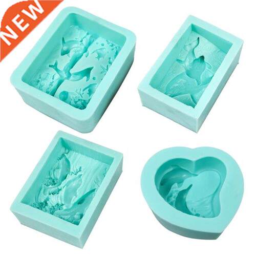 G6DA  Handmade Dolphin Sahpe Silicone Fondant Mold Family