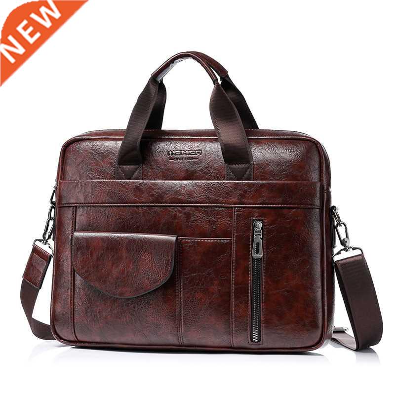 Briefcase messenger bag men's Handbags Quality PU leather 14