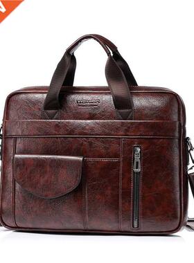 Briefcase messenger bag men's Handbags Quality PU leather 14