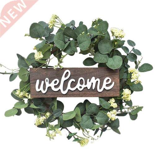 Green Leaves Welcome Wreath For Front Door Farmhouse And Hom