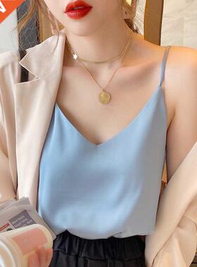 Korean Silk Women Tops Camis Woman Satin Tank Top Fashion La