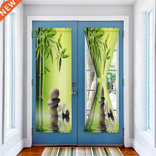 Bamboo Leaves Stone Plumeria Door Curtain for Bedroom