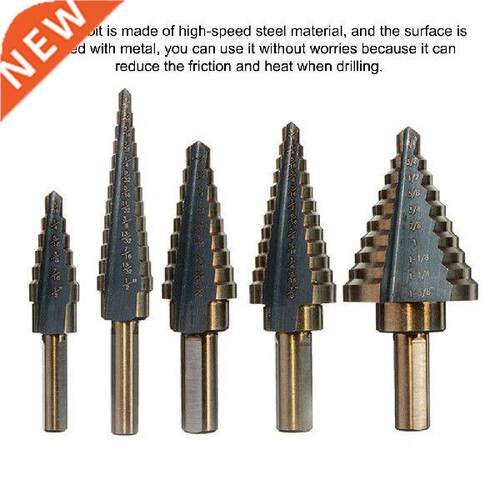 Pack of 5 Step Drill Bit Woodworking Metalworking Drilling