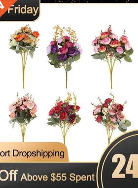 New 21 Hes/Bouquet Silk Rose European Style Artificial Flo