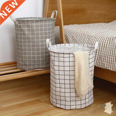 Cotton Linen Dirty Laundry Basket Foldable Round Waterproof