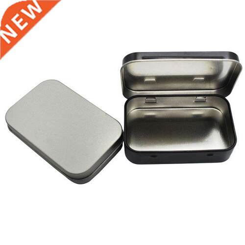 Survival Kit Tin Small Empty Metal Tin Silver Black Flip Sto