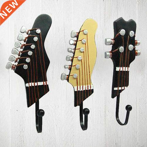 3Pcs Retro Resin Hook Guitar Head Shaped Hanger Key Clothes