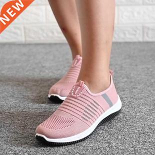 Women Flat Shoes Knit Woman Casual Slip On Vulcanized Shoes