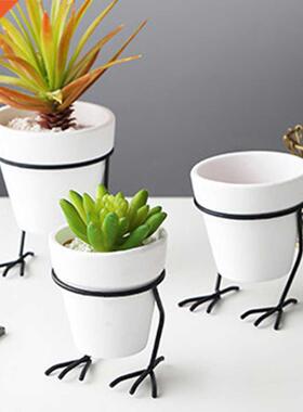 Creative Flowerpot Chicken Feet Iron Frame Coarse Pottery