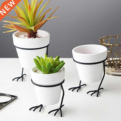 Creative Flowerpot Chicken Feet Iron Frame Coarse Pottery