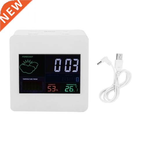 ABS Colorful LCD Thermometer & Hygrometer Alarm Clock Indoor