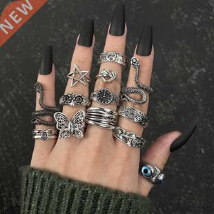 Retro Silver Color Butterfly Snake Frog Ring For Men Women P