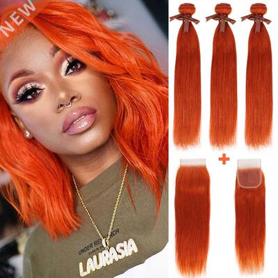 Remy Forte 613 Blonde Orange Bundles With Closure Straight H