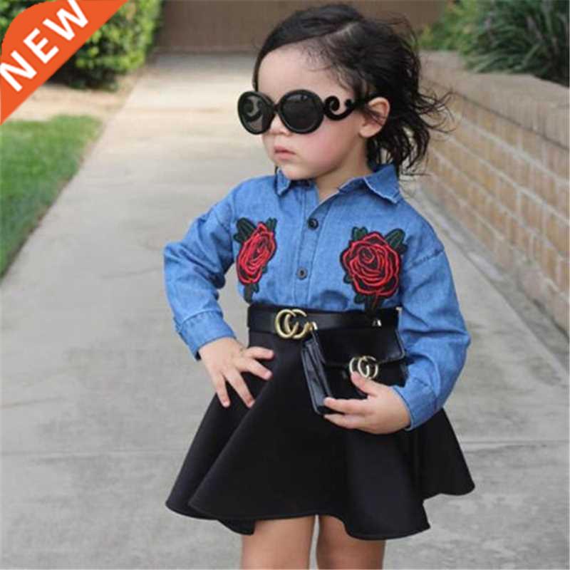 Baby Girls Floral Jeans ops+Tutu Skirt Fashion Children Clo图片